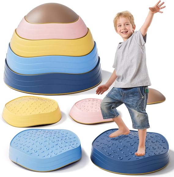 KidBloom Stepping Stones Kids, Balance Sensory Toys for Autism, Garden Outdoor Toys for Toddlers Age 3-5, Includes Waterproof Storage Bag