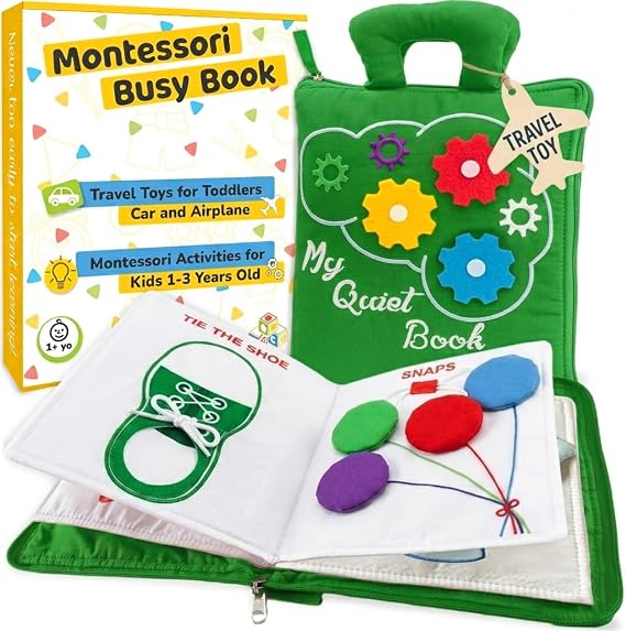 Busy Book for Toddlers 1-3, Montessori Plane Toys for Toddlers 1 Year Old
