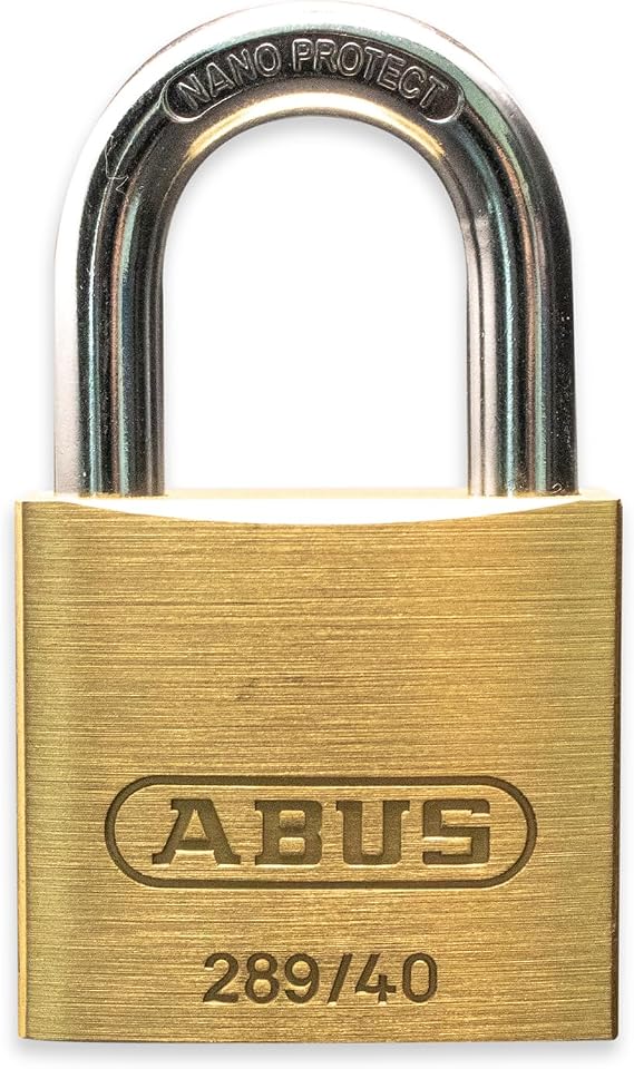 ABUS 289/40 Stainless Brass Lock with 3 Keys for Outdoor, Storage, Gate, 1.58in (40mm) Wide