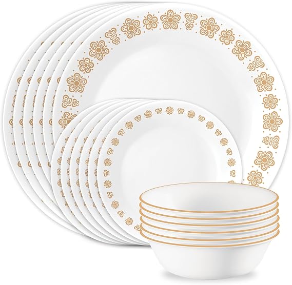 Corelle Butterfly Gold 18-Piece Round Dinnerware Set, Service for 6