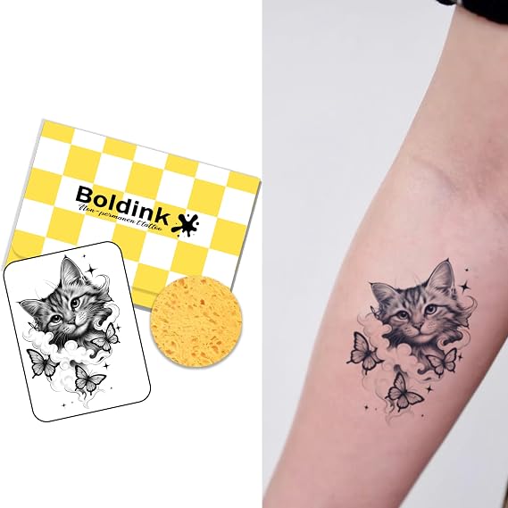 Cat Temporary Tattoos for Adults Realistic Fake Tattoo Waterproof