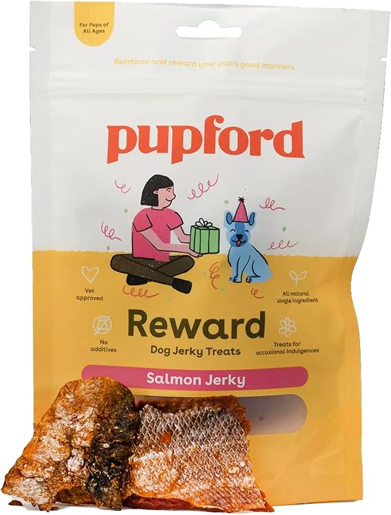 Pupford Crunchy Jerky, 1 Ingredient Dog & Puppy Treats (Salmon, 4 oz)