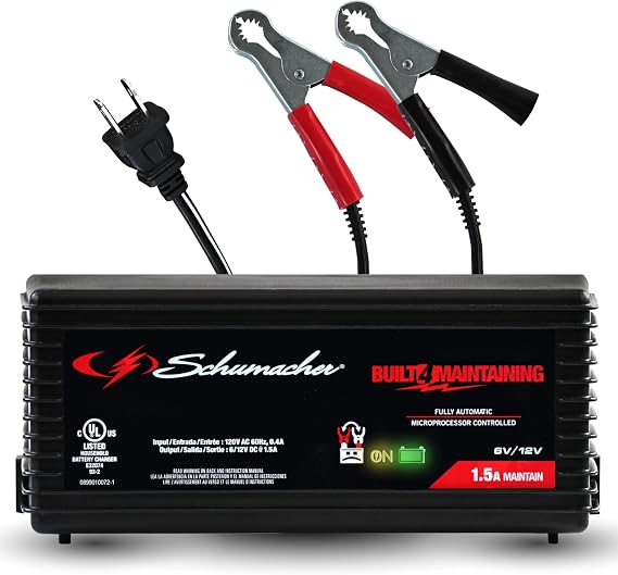 Schumacher Electric 1.5A Car Battery Charger & Maintainer, 6V/12V SC1355