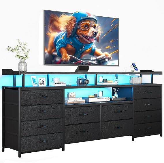 BTHFST 12 Drawers TV Stand Dresser for Bedroom for 55, 60, 70 inch TV