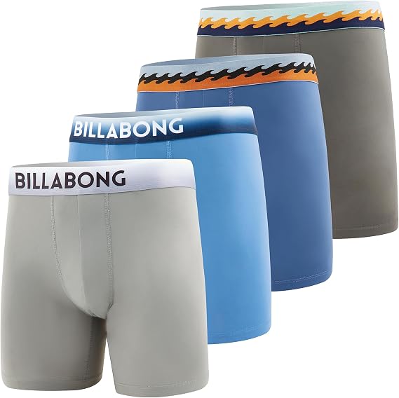 Billabong Mens Underwear 4 Pack Nylon Performance Boxer Briefs for Men