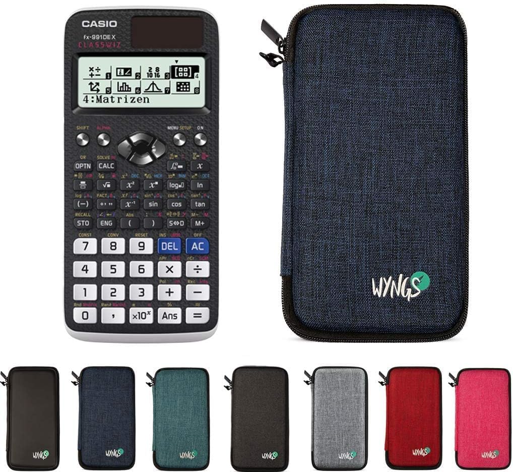 CALCUSO economy pack: Casio FX 991 DE X ClassWiz Technical Scientific Calculator + WYNGS Protective Case Blue