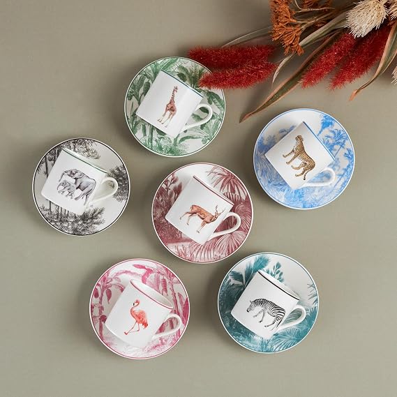 Karaca Jungle Coffee Cup Set for 6 Persons 80 ml