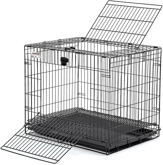 MidWest Homes for Pets Small Wabbitat Rabbit Cage, Grid Mesh Floor, Removable Tray, Top & Front Door Access, Rust Resistant Finish, No Tools Required
