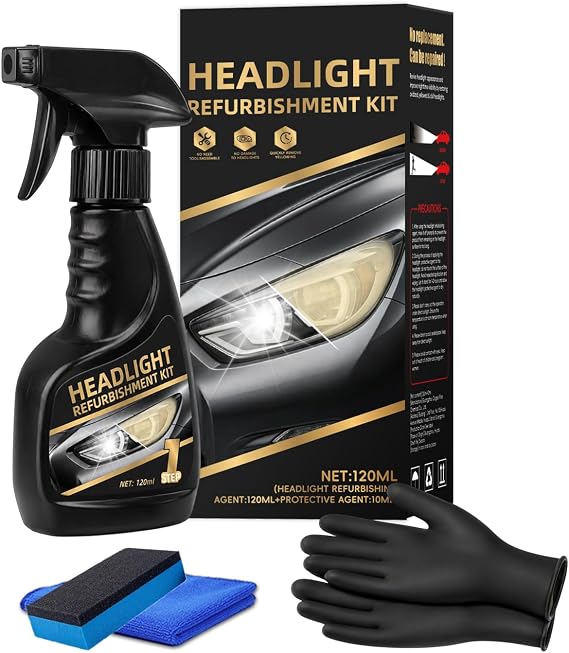 Headlight Restoration Kit,Headlight Cleaner for All Vehicle Types (4.23 oz)