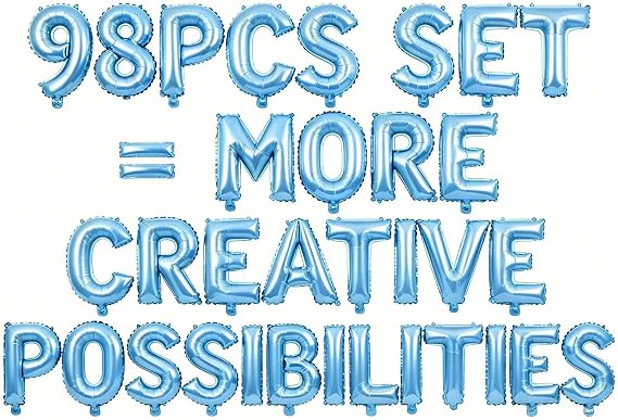 98 Pcs Baby Blue Letter Balloons, Custom 3 Set A-Z Set for Personalizing Names & Phrases Party Supplies Banners - with 1 Set AEOLMPRST 20Pcs for Wedding/Birthdays/Annivs Party Banner Custom Phrase