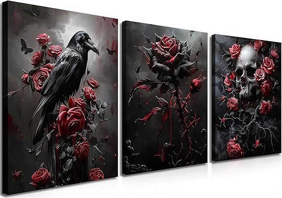 AstraGlam Halloween Diamond Art Kits for Adults, 5D Gothic Diamond Art 3-Piece Set,DIY Full Drill Diamond Painting Kit,Home Wall Decor Arts and Crafts for Adults (12x16 Inch) ﻿