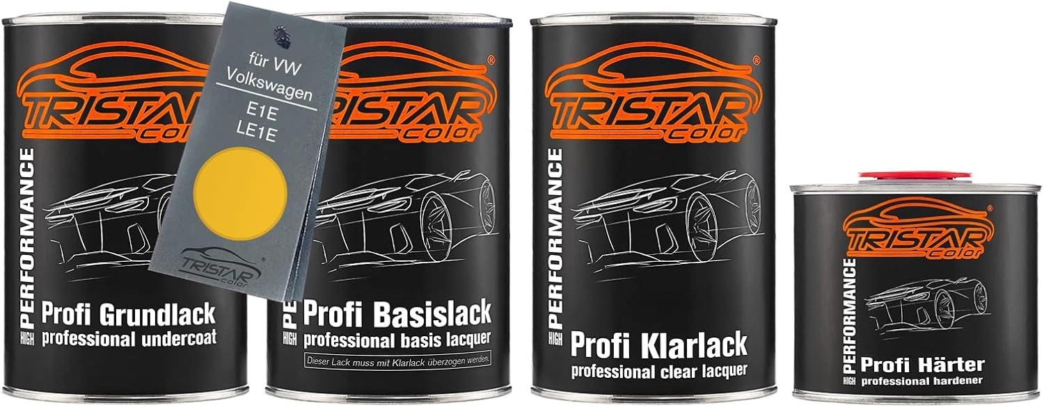 TRISTARcolor Car paint Set can ready for spraying for VW/Volkswagen E1E / LE1E Amarelo Solaris/Hotchillired Perl under + base + 2K clear coat 3.5l