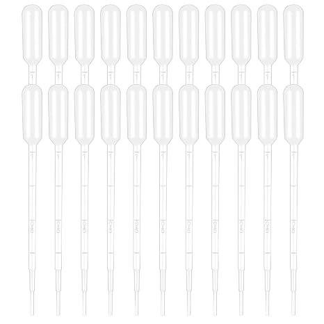 Transfer Pipettes, 100 Pack 3ML Clear Plastic Disposable Liquid Droppers, Graduated Pipetting for Laboratory Experiment (Clear, 3ML)