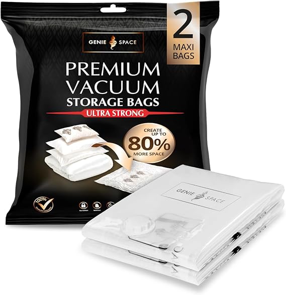 GENIE SPACE Premium Vacuum Storage Bags, Maxi 2 Pack, 110x90 cm