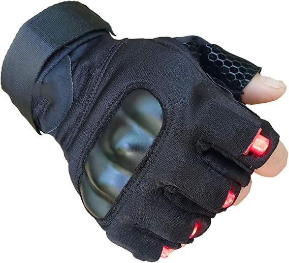 LED Flashlight Gloves, Men's and Women's Fingerless Night Light Tool, Hands-Free Torch for Repair and Work in Place, Outdoor Sports, Fishing, Camping (1 Pair)