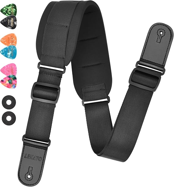 LEKATO Bass Guitar Strap 3.3" Wide Padded Guitar Strap for Electric Guitar