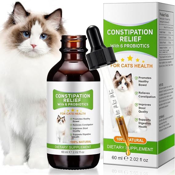 Cat Constipation Relief, Constipation Relief for Cats | with 6 Active Probiotics | Promotes Healthy Bowel Movements, Improves Stool Quality, Supports Digestive Health | 100% Natural