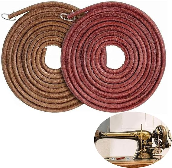 2pcs Treadle Sewing Machine Belt, 72 Inch 3/16" Replacement Leather Belt Treadle Belts with Hook for Singer/Jones Sewing Machine Leather Belt Replacement Sewing Machine Accessories Parts.