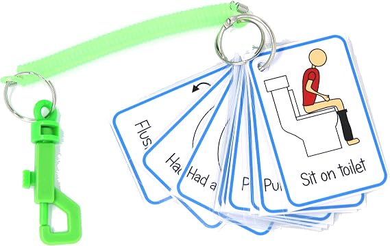 Toilet Training Routine Flash Cards & Bungee - Visual Aid reminder for using the toilet Special Needs/Autism/Potty Practice