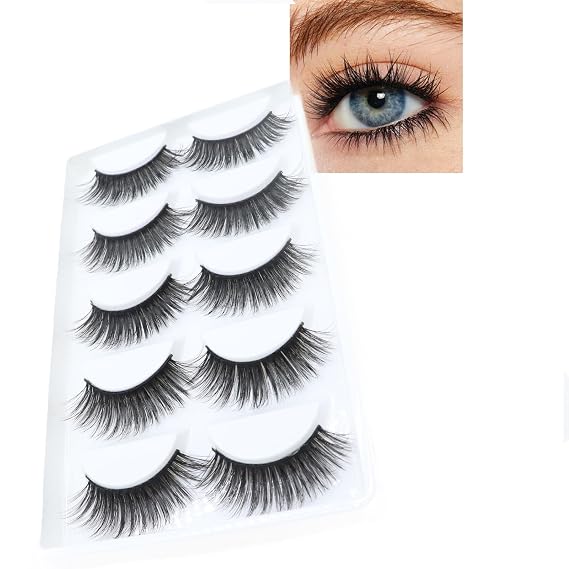 Lashes False Eyelashes Wispy Lashes Fluffy Eye Lashes Natural Look Manga Lashes Anime Lashes 5D Volume 16mm Fake EyelashesFull Bouncy Volume & Curl Quality Synthetic Pack 5 Pairs