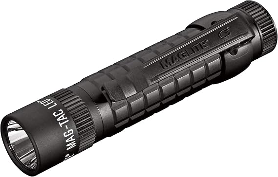 MagLite MAG-TAC 2-Cell CR123 LED Tactical Flashlight Water-Resistant, QuickClick Modes Plain Bezel Black