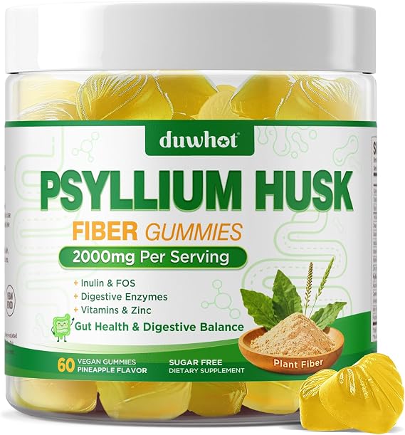 Psyllium Husk Gummies for Adults, 2000mg Psyllium Husk Fiber Supplements