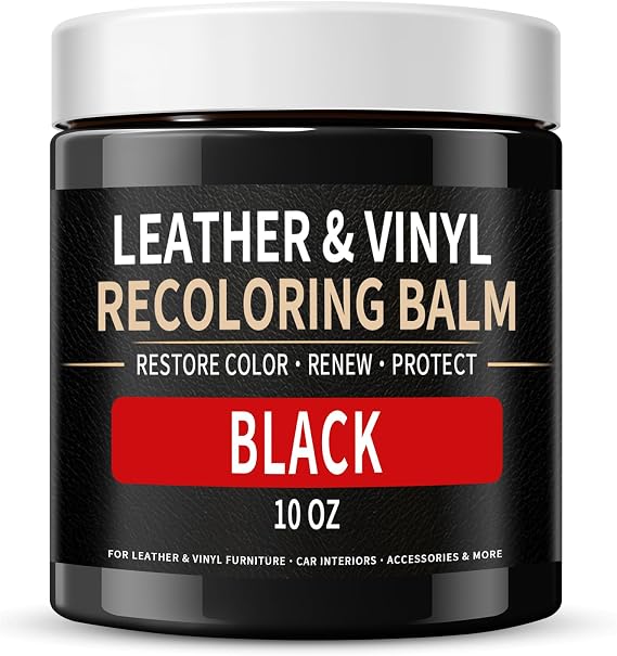 Leather Recoloring Balm, Leather Scratch Repair & Color Restorer, Black