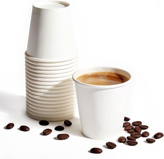 TashiBox 4 oz Thick Espresso Cups Travel to Go, 200 Count(Pack of 1), White Paper Cups