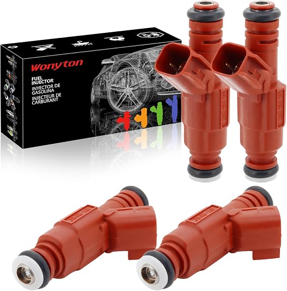 Fuel Injectors 4.0L Compatible with For:-Jeep Cherokee 1999 2000 2001 Wrangler 1999-2004 Grand Cherokee 1999-2004, Replace OE 0280156161 (Set of 4)