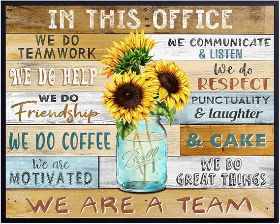 Home Office Wall Art & Decor - Teamwork Wall Art - Encouraging Decor - In This Office We Are A Team Inspirational Saying - Inspiring Positive Quotes Sayings - Motivational poster UNFRAMED 8x10