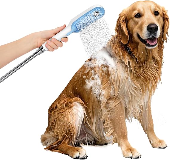 SR SUN RISE Dog Shower Attachment, Dog Bath Supplies for Thick Hair Dog, 4 Spray Modes for Grooming Supplies Fits Indoor & Outdoor Dog Wash, Upgrade Stainless Steel Diverter Valve & 6.5 Foot Hose