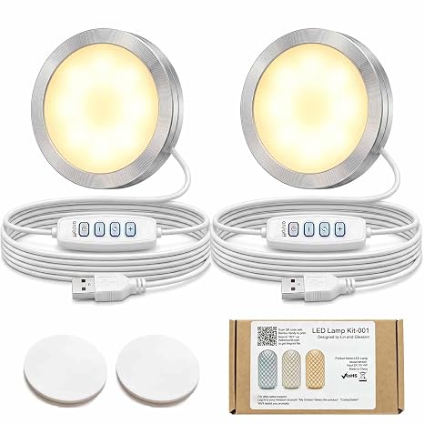 2 PCS LED Lamp Kit 001 for Bambu Lab 3D Printer Light Kit | 3 Color Dimmable & Power-Off Color Memory,USB 5V Light kit,DIY Hardware LED Lamp Kit for MakerWorld MH001