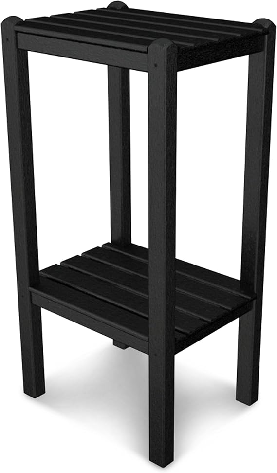 POLYWOOD BSTBL Two Shelf Bar Side Table, Black