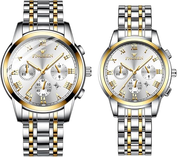 Couple Watch, Stainless Steel, 3 ATM Water Resistant: Diamond, Luminous, Analog Display, Calendar, Stylish, Quartz Wristwatch, Men's, Women's, Fashion, Accessories, Birthday, Anniversary, Christmas