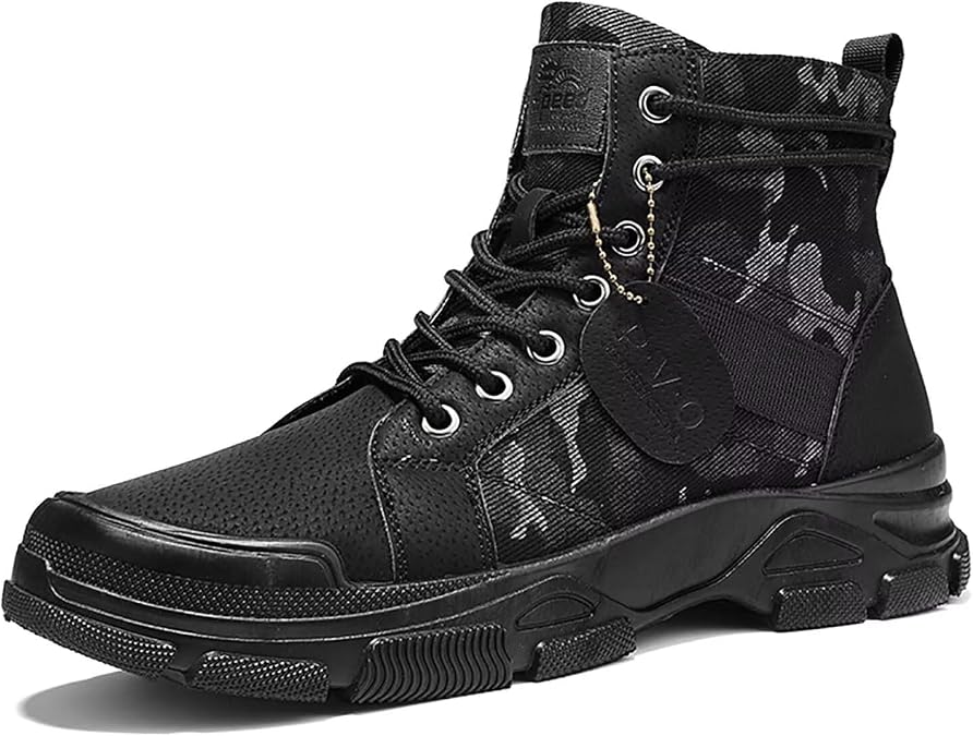 TERBOFIN Tactical Military Boots for Men Comfort Combat Boots Lightweight Camouflage Mid-top Canvas Boots with Soft Out-sole for Casual Work Walking