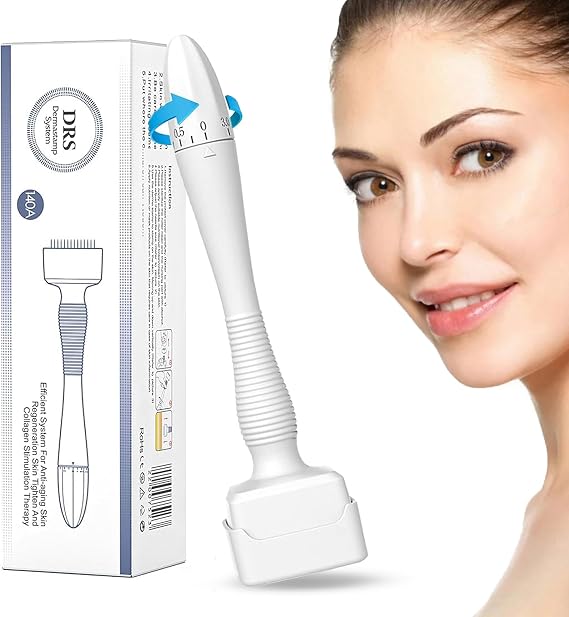 Derma Stamp, Adjustable Microneedling Stamp Pen with 140 Titanium Pins, Professional Dermastamp Microneedling Pen Derma Pen Derma Roller Hair Beard Growth for Men and Women DRS-N