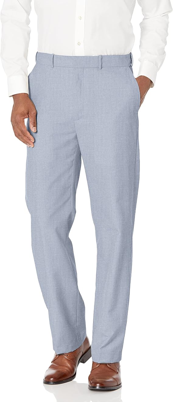Savane Men's Flat Front Textured Linen Pants