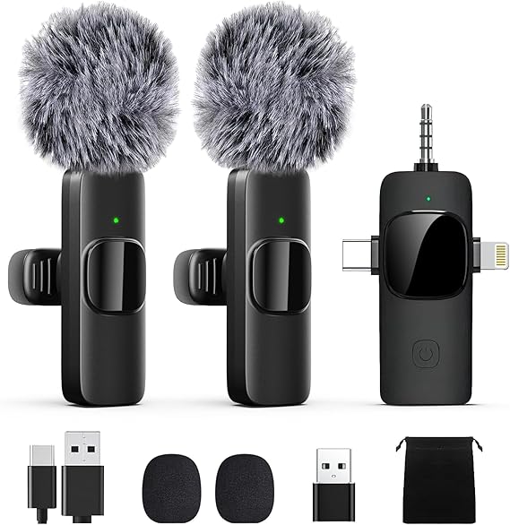 Labstandard Wireless Lavalier Lapel Microphone for iPhone, iPad, mini Video Recording Mic for Interview Video Podcast Vlog YouTube & Livestream, Noise Reduction, Plug & Play (3-in-1 Port)