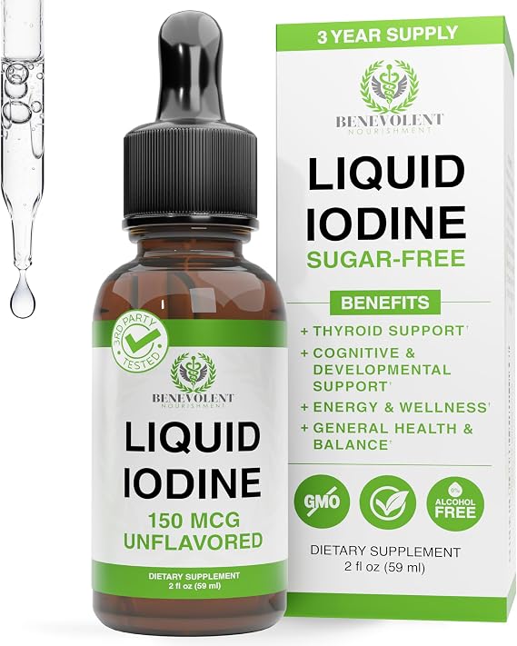Benevolent Liquid Iodine Drops 1300 Servings Potassium Iodide 2 Fl Oz