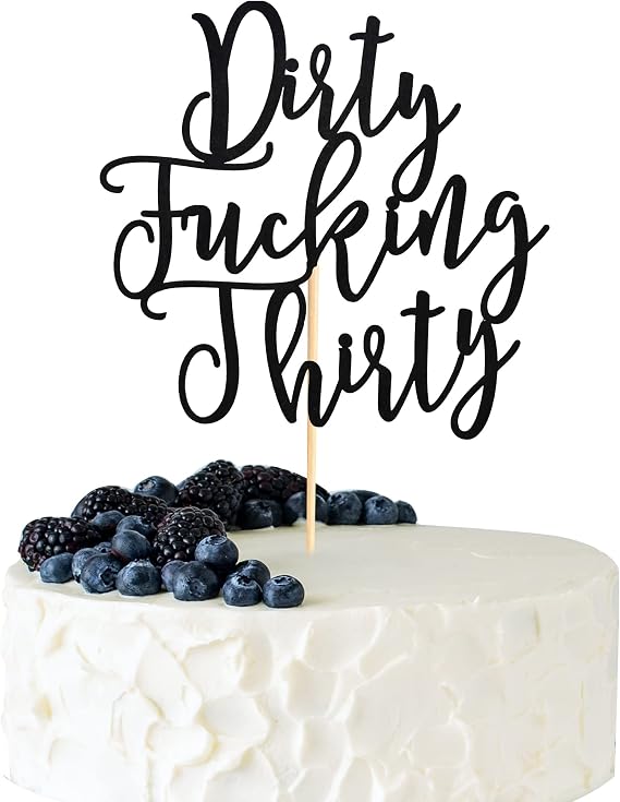 Dirty Thirty Cake Topper - 30th Birthday Cake Topper, Dirty Thirty Birthday Cake Decorations, Happy 30th Birthday Party Decorations Supplies - Black Glitter