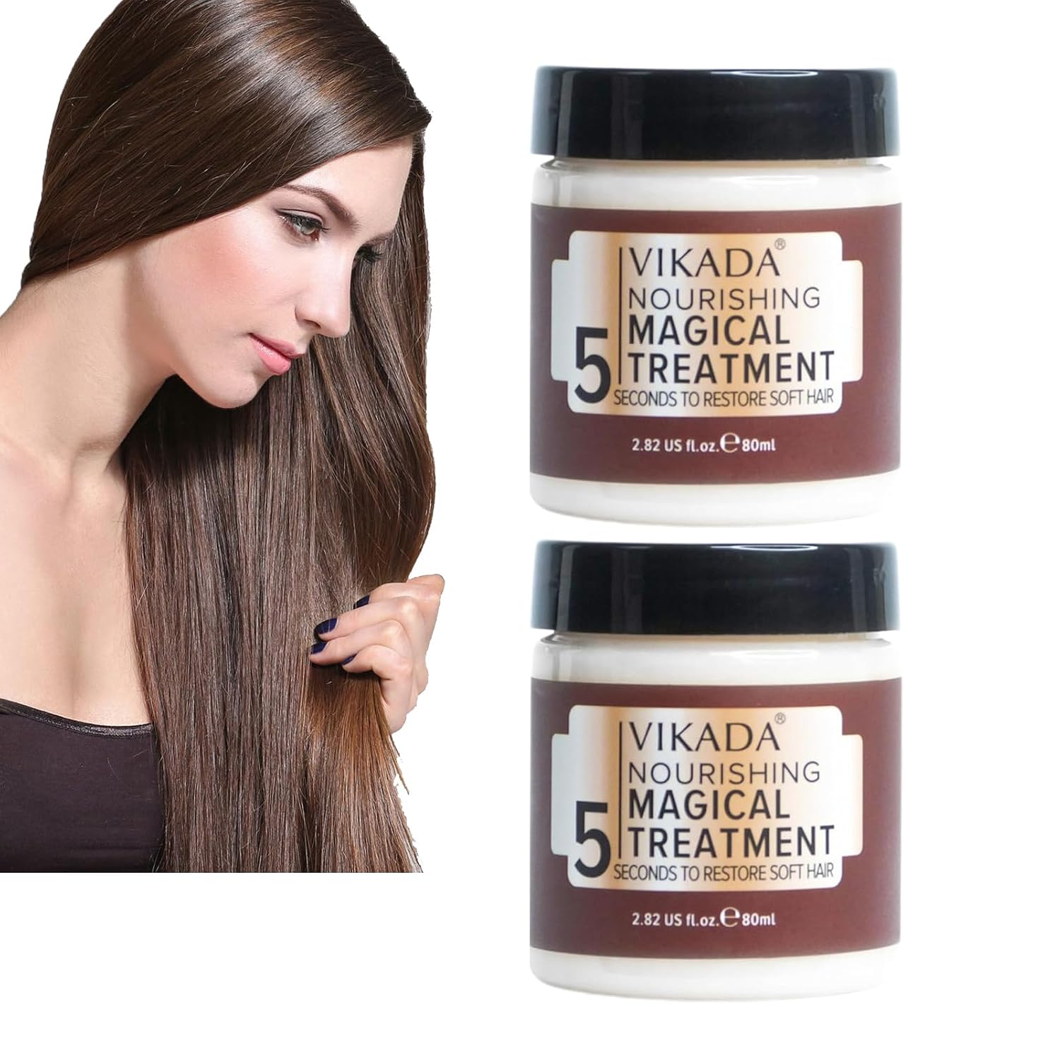 Vikada Nourishing Magical Treatment,5 Seconds to Restore Soft Hair,80ml Hair Mask, Deep Conditioner for Dry Damaged Hair 2pcs