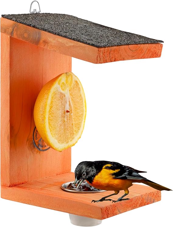 Uncle Dunkels Oriole Bird Feeder, 2-Way Feeder for Jelly and Oranges, Handmade in Kentucky