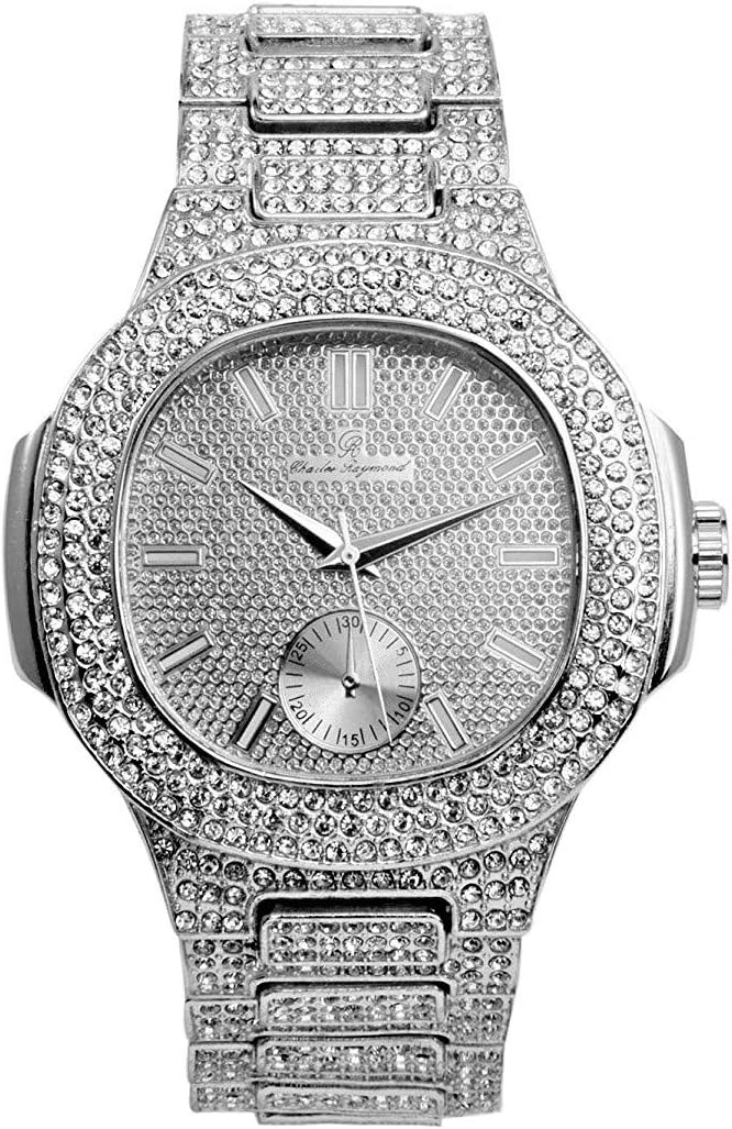 Charles Raymond Bling-ed Out Oblong Metal Mens Color on Blast Watch - 8475Color