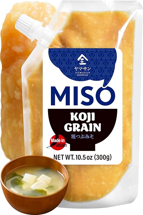 YAMASAN KYOTO UJI Japanese Koji Grain Miso, No-MSG 10.5 oz | Rich Aroma, A Perfect Balance of Savory, Salty and a Little Sweet Great for Miso Soup and Various Dishes, Non-GMO 300g