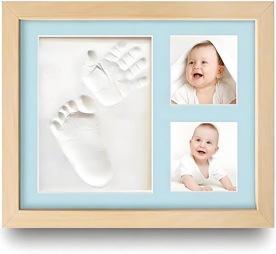 Baby Footprint Kit, Newborn Foot and Hand Print Kit, Baby Keepsake Frame, Nursery Pictures Frames(Walnut)