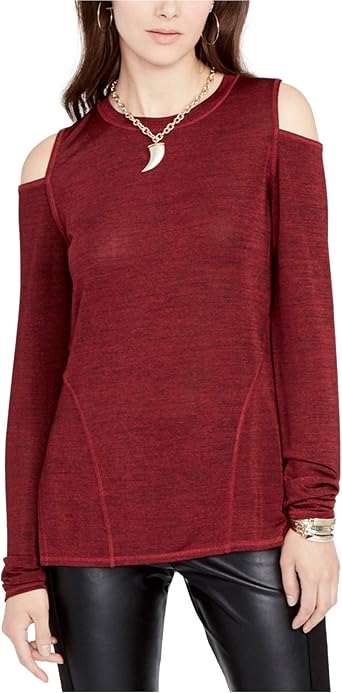 Rachel Roy Womens Cold Shoulder Knit Blouse, Red, Medium