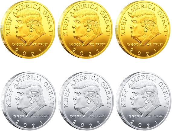 6pcs Metal Commemorative Coin, Gold Silver Physical Bit Commemorative Tokens | Chase Coin | BTC Collector | Business Gift April Fools' Day
