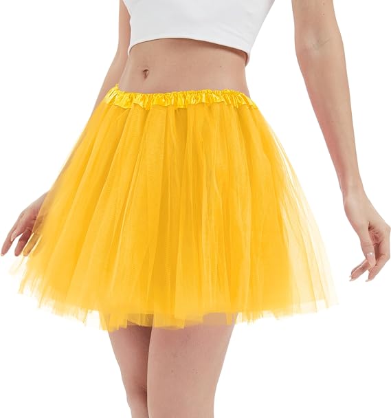 Yellow Tutu Skirts for Women 4 Layers Puffy Tutu Skirts Tutus for Girls Tulle Ballet Dress Halloween Christmas Costume