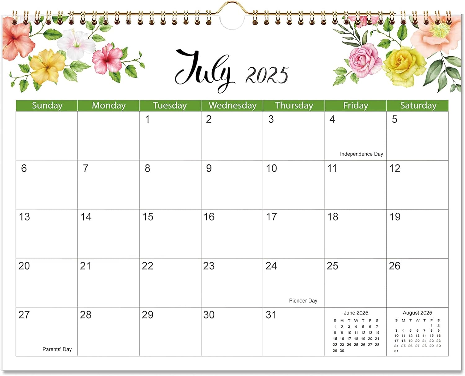 2025-2026 Calendar - Wall Calendar 2025-2026, July 2025 - December 2026, 8.5 x 11, 18 Monthly Floral Calendar with Twin-Wire Binding  Hanging Hook  Thick Paper, Feminine Design for HomeOffice Decor