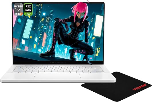 ASUS ROG Zephyrus G14 Copilot+ Gaming Laptop, AMD Ryzen AI 9 HX 370, 32 GB LPDDR5X RAM, 2 TB PCIe SSD, 14" 3K 2880X1800 OLED 120Hz, NVIDIA G-Force RTX 5080, RGB Keyboard, W11 Home + Traix Mousepad